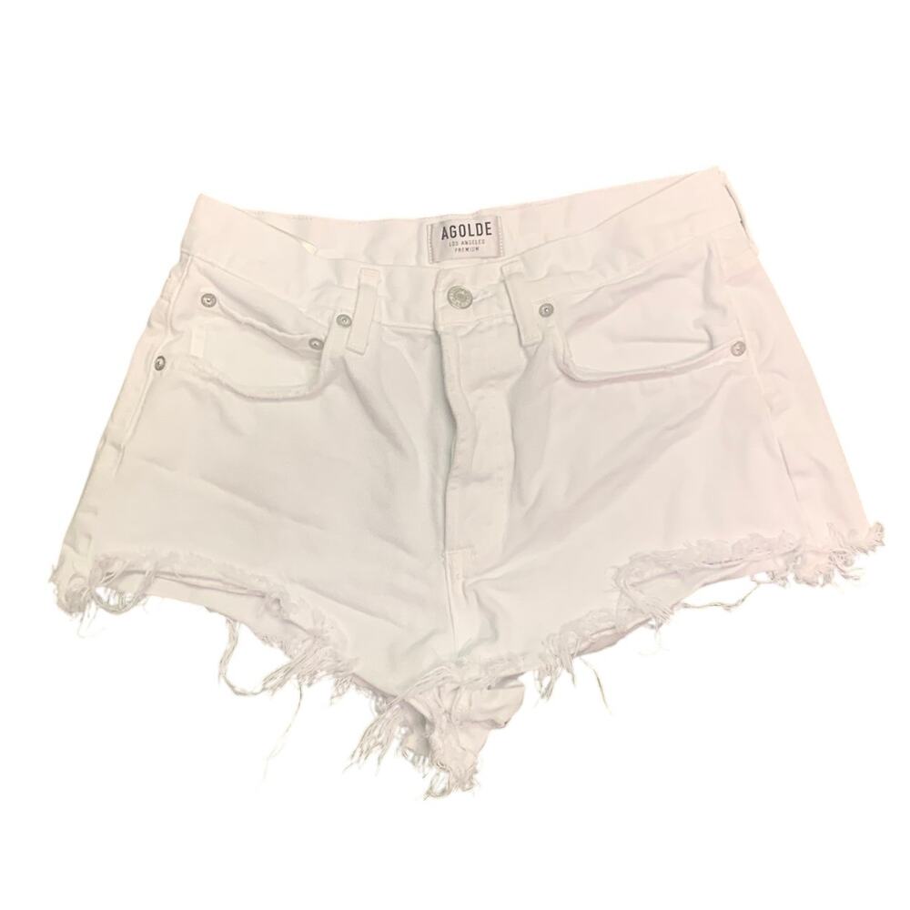 Agolde Parker White‎ Distressed denim shorts sz 27